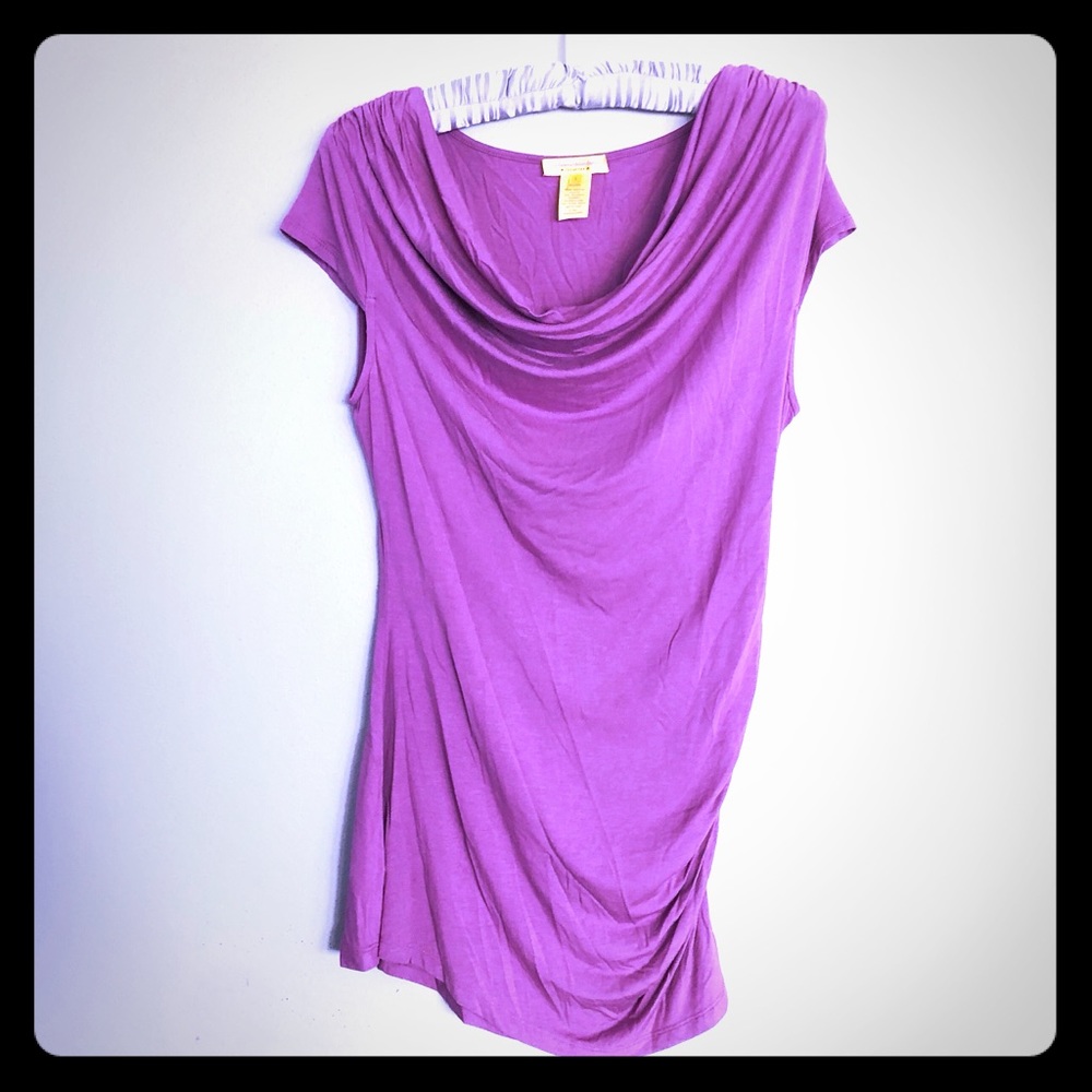 Catherine Malandrino Cowl Neck Cap Sleeve Top